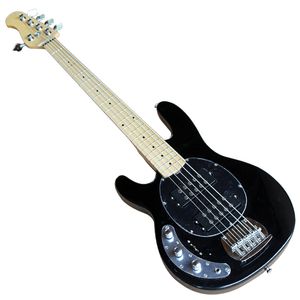 5-saitige Linkshänder-E-Bassgitarre mit Chrom-Hardware, schwarzem Schlagbrett, Humbucker-Tonabnehmern, individuell anpassbar