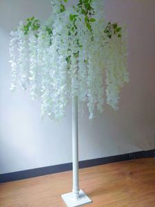 Elegant White Artificial Silk Flower Vine Tree Simulation Wisteria Douhua Trees For Wedding Stage Aisle Runner Decoration