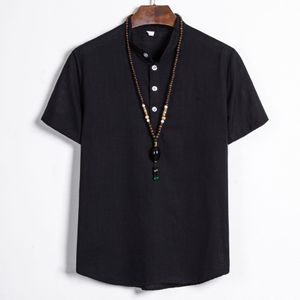 Сплошная мужская рубашка белье с короткими рукавами рубашки мужчины свободные дышащие повседневные камизы стойки стойки плюс размер Homme 8 + цвет 210524