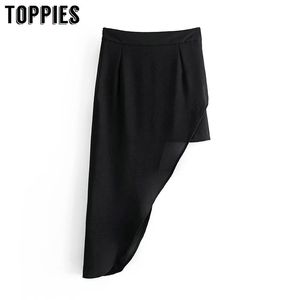 Toppies NEUE Damenröcke unregelmäßiger schwarzer Minirock sexy Faldas einfarbig Jupe 210412