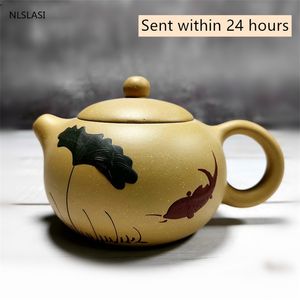 Yixing Classic Tea Pot Pulple Clay Xi Shi Pots鉱物美容箱188ボールホールフィルター手作りセットカスタマイズされたギフト200ml 210813