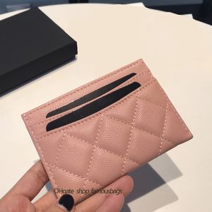 Credit Card Holder C Red Calfskin caviar Wallets genuine leather men womens card holders coin purse pocket porte cartes de luxe to234S