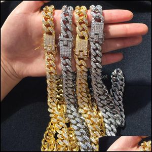 Catene Collane Pendenti Gioielli Hip Hop Bling Uomo Oro Sier Miami Catena a maglia cubana per uomo Hiphop Diamante Iced Out Chian Drop Delivery