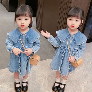 Nieuwe Spring Children s Korean Girl s Princess Dress Baby Collar Denim Rok