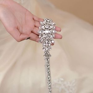 Wedding Sashes S352 Belt Lyxklart Crystal Rhinestone Applique Kvinna Bridal Sash Kvinnors Bälten Mode Brudens Tillbehör