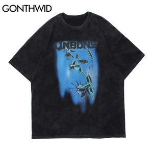 T-shirt Gothic Punk Rock Streetwear Hip Hop Mężczyźni Kreatywny Druku Krótki Rękaw Tees Casual Cotton Harajuku Luźne Topy Male 210602