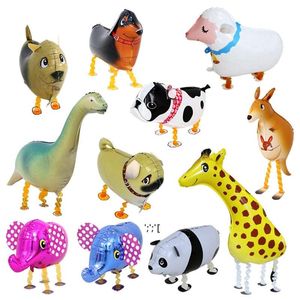 Walking Animal HELIUM Foil Balloons Cute Cat Dog Panda Dinosaur Tiger pet air Ballons compleanno Baby Shower Decorazioni per feste LLF12571