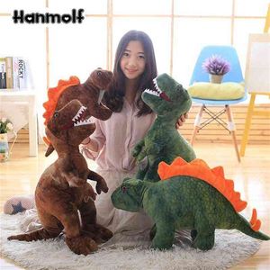 40~110cm Lifelike Tyrannosaurus T-Rex Triceratops Stuffed Dinosaur Plush Toy Soft Standing Green Brown Dino Children Xmas Gift 210728