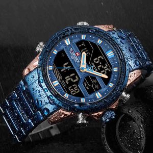 Naviforce Marca de luxo Homens Sport Sport Watch Homens de aço inoxidável de aço inoxidável relógio de pulso macho impermeável Relogio masculino 210517