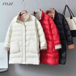 Kış Kısa Aşağı Ceket Kadın Ultra Açık Beyaz Ördek Ceket Cepler Parkas Kadın Sıcak Kar Palto 210430