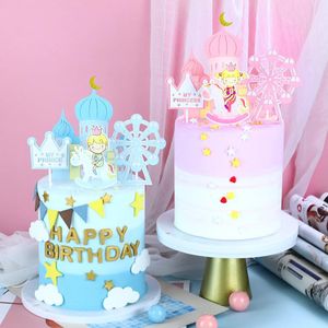 Другие праздничные принадлежности для вечеринок шт Комплект принца Принцесса Топпер Флаги Украшение С Днем Рождения Торт Топперы Дети