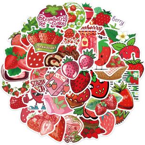 50Pcs Doodle Cute Strawberry Stickers Non-random For Car Bike Luggage Sticker Laptop Skateboard Motor Water Bottle Snowboard wall Decals Kids Gifts