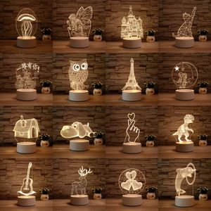 3D Night Lamp Acrylic Desktop Night Light Boys and Girls Holiday Gift Decorative Lamps Bedroom Bedside Table Lights