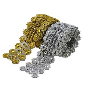 Party Dekoration 1Yard 28mm Vintage Gold Silber Diamant Mesh Wrap Rolle Sparkle Strass Kristall Band für Hochzeit Bling W