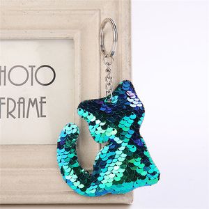 Симпатичные Cat Beychain Blitter Pompom Sequins Key Ring Подарки для женщин Девушки Подвески Оценки Автомобильные аксессуары Ключная цепь