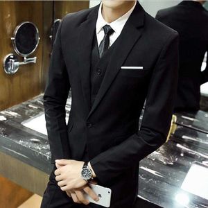 Men Formal Wear Suits Jackets+Pants+Vest 3 Pieces Busniss Casual Suits New Men Slim Fit Wedding Dress Suits Blazers Size 6XL X0909