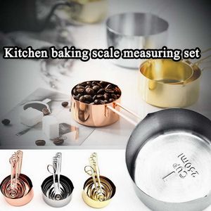 8Pcs Stainless Steel Measuring Spoons And Cups Stackable Set Engraved Measurements Pouring Spouts & Mirror Polished For Baking 210615