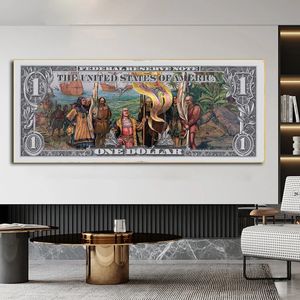 Famous Vintage Canvas Painting Abstract Dollar Money Posters and Prints Graffiti Art Wall Art Picture for Living Room Home Decor