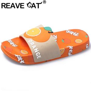 REAVE CAT Kobiety kapcie Otwarte Toe 2cm Obcasy Owoce Stylowa Cartoon Cute Soft Comfy Niepoślizgowy Rozmiar 35-39 Lato A3768 210928