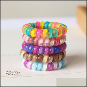 Hair Accessories Baby, Kids & Maternity Telephone Wire Band Gradient Mticolour Ponytail Holder Elastic Phone Cord Line Hairtie Z5590 Drop De