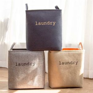 Folding Laundry Basket Cotton Organizer Storage Bag Hamper Collapsible Clothes Organizer Large Capacity Bsgs Toy Container 211112