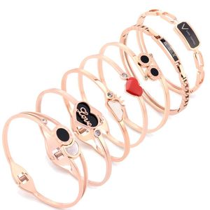 Bangle Sydkorea Enkel Rose Guld Rostfritt Stål Non-Fading Armband Smycken Damar Par Festival Titanum Kvinnor