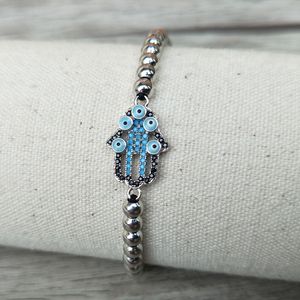 10 шт. Micro Pave CZ Турецкий стиль Eye Hamsa ручной разъем шарман бусин браслет плетеный макрометр ручной работы ювелирных изделий подарок BG141