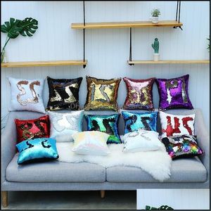 Pillow Case Bedding Supplies Home Textiles & Garden 32 Colors Glitter Sequin Pillowcase Mermaid Cushion Er Magical Throw Decorative Car Sofa