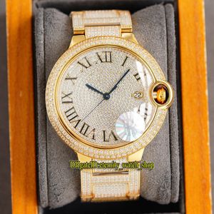 Eternity Smycken Klockor 9007Z3 RFF V7 Edition Gypsophila CZ Diamond Ring Super 2836 Automatiska diamanter Guldväska Iced Out Mens Watch Steel Armband 902012 00582