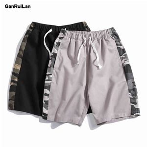 Men Casual Shorts Style Beach Shorts Drawstring Joggers Sports Camo Splicing Shorts Male Bermuda Pants B0901 210518