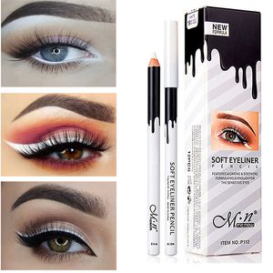 12Pcs/set White Eyeliner Eye Shadow Pen Makeup Tools Waterproof Long Lasting Wood Handel Marker Pencil