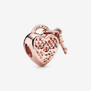 100% 925 Sterling Silver Love You Heart Padlock Charms Fit Pandora Oryginalny Europejski Urok Bransoletka Moda Biżuteria Akcesoria