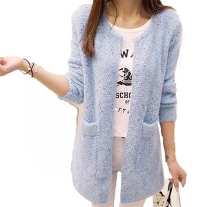 Autumn Winter Long Cardigan Women korean sweaters fashion Crochet Female Knitted Tops pull femme hiver 211011