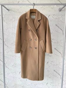 101801 Mmax Madame Camel Wool Long Coats Cashmere Wool Blends Coat Double Reasted Women Tabel Neck