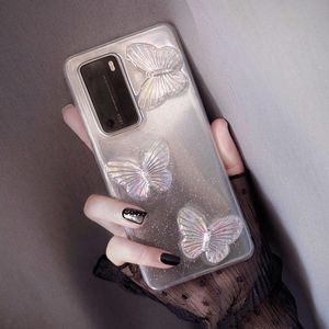 Glitter 3D Butterfly Phone Cases For Samsung A51 A71 A21S A50 A12 A42 A52 S21 S20 S10 S9 Plus Note 20 10 Soft Clear Cover
