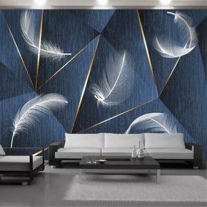 3d Wallpaper Wall Golden Line Stereo Geometric Feather Mural Interior Home Decor Painting Classic Modern Wallpapers