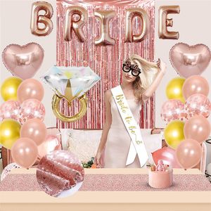 Palloncini coriandoli oro rosa Set di forniture per decorazioni per feste Stoviglie usa e getta Tende con frange Runner Matrimonio di compleanno