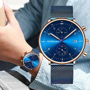 クレジュの男性のファッションフルスチールの腕時計の男性の軍用防水日クォーツ時計腕時計Relogio Masculino 210517