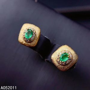 Stud kjjeaxcmy fina smycken naturliga smaragd 925 sterling silver klassisk tjej ädelsten örhängen örn studs stöd test med låda