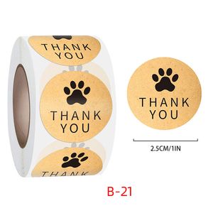 500pcs Dog Paw Grazie Adesivi Kraft Paper e Design dei cartoni animati 1 pollice 500pc Ottimo per i mezzi di compleanno per bambini Small Business 1222318