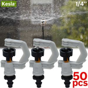 KESLA 50PCS G Type Rotating Nozzle 360 Degree Refraction Watering Sprinklers Garden Irrigation Lawn Sprayed Fittings 4/7mm Hose 210622