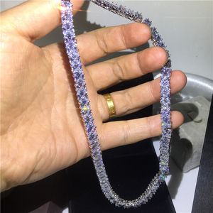 Colar de tênis Branco Ouro enchido Princesa Completa Corte 7mm 5a CZ Colares de Casamento Do Partido Para As Mulheres Homens Hiphop Jóias