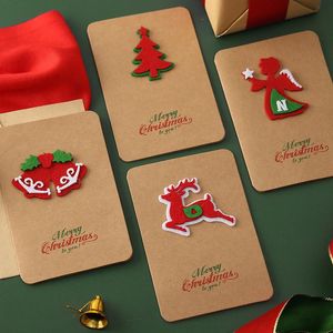 Greeting Cards 1PC Retro Kraft Paper Handmade Christmas Day Blessings Thanksgiving Gift Invitation Small With Envelopes
