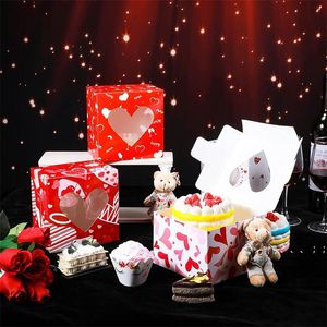 New12pcs / set valentines dag presentförpackning valentines party goodie lådor med pvc hjärtformad fönster rosa röd rrb13150