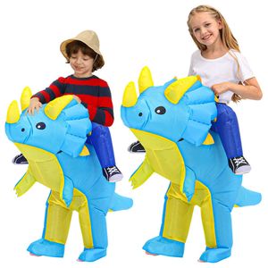 New Kids Inflatable Dinosaur Costume Boys Anime Triceratops Party Cosplay Costume Suit Carnival Halloween Costume For Child Girl Q0910