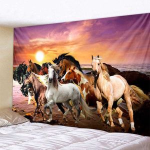 Pentium Horse Print Hippie Tapestry Polyester Fabric Home Decor Wall Rug Carpets Hanging Big Couch Blanket