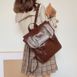 Borsa da scuola giapponese JK Casual Ulzzang Zaino da coppia vintage tinta unita di grande capacità Kawaii Harajuku Ins stile femminile