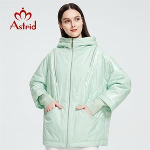 アストリッド春秋の女性の薄い綿のジャケットの防風暖かいフードジッパーコート女性パーカーアウターアームAM-8734 210913