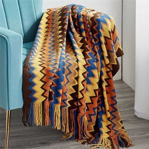 Bett Plaid Decke Geometrie Aztec Baja Decken Ethnische Sofa Abdeckung Schonbezug Boho Dekor Werfen Cobertor Wandbehang Tapisserie Teppich 211122