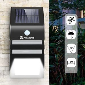 AUGIENB 33W PIR Датчик движения Солнечный свет Беспроводной водонепроницаемый настенный светильник для открытого сада - черный